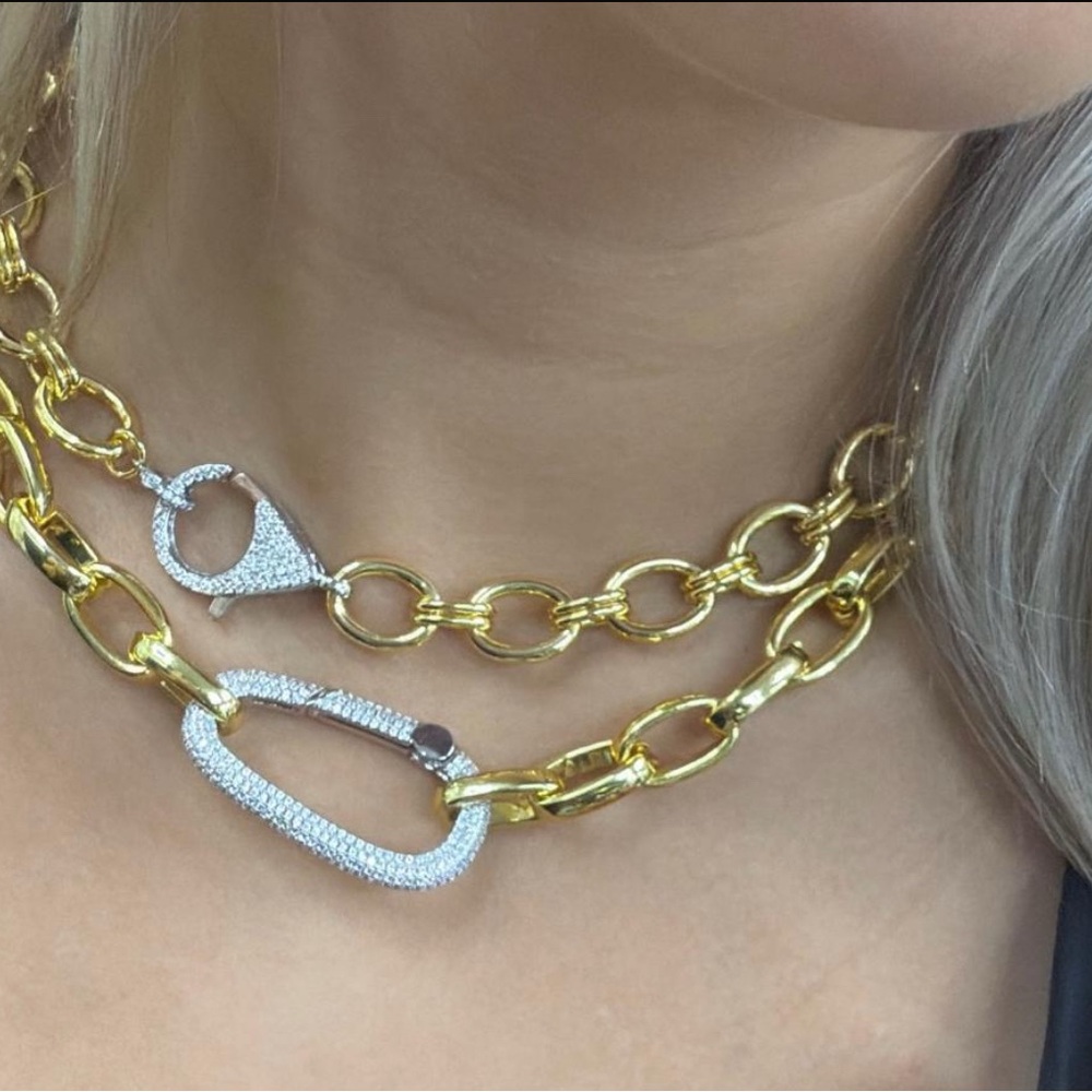 •chunky Gold Chain Necklace with pave lock